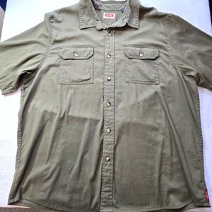 Wrangler Shirt Mens SZ XL Button Up Short Sleeve Workwear Western Green